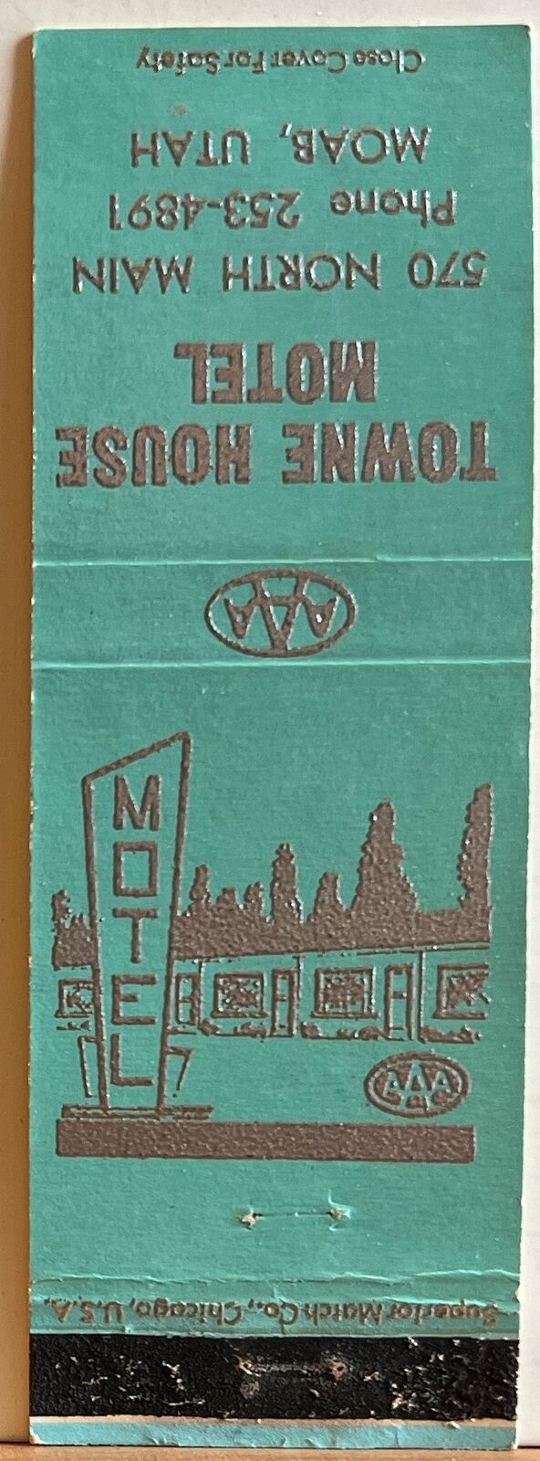 Towne House Motel Moab UT Utah Vintage Matchbook Cover