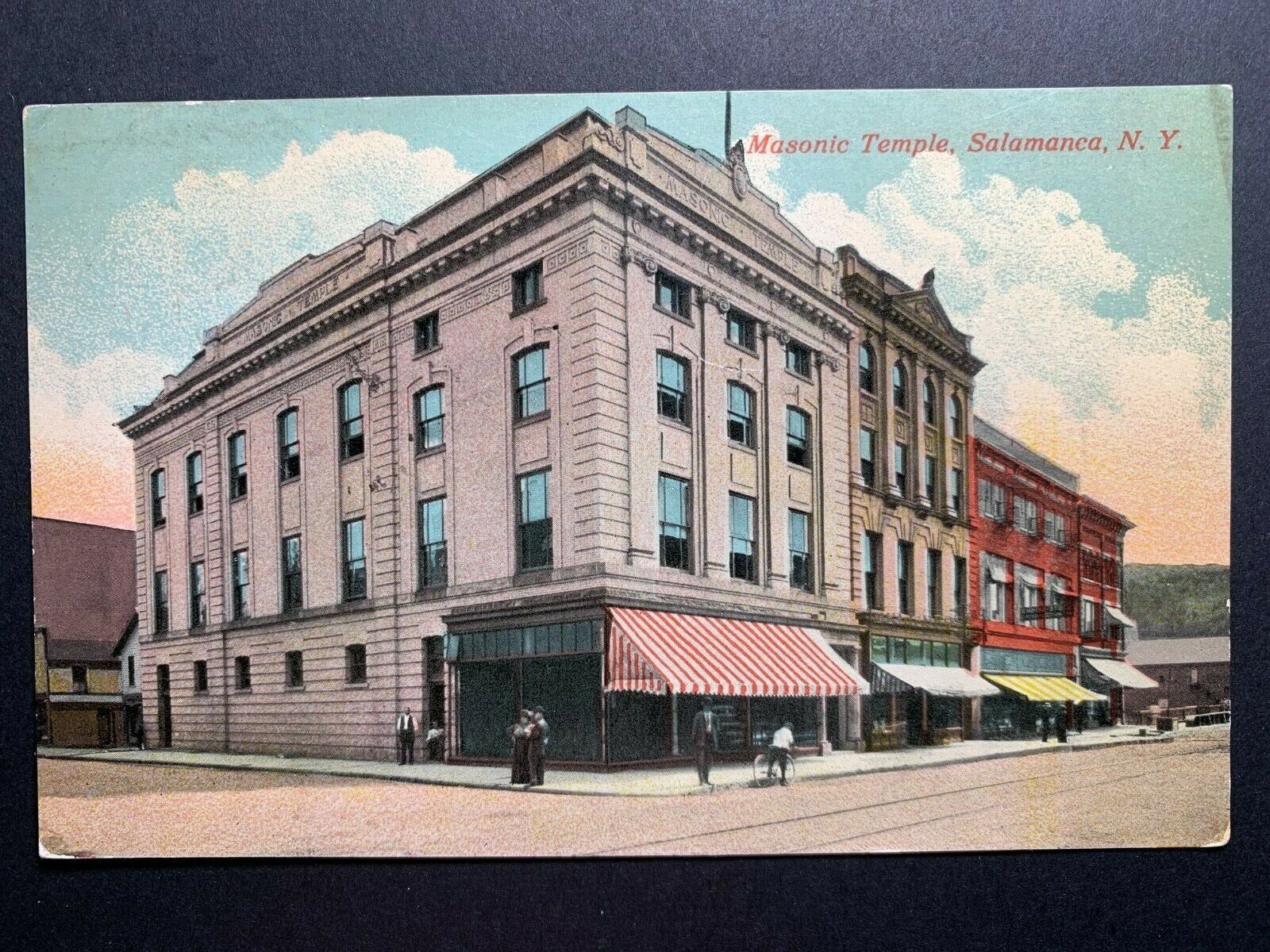 Postcard Salamanca NY - c1910s Masonic Temple - Businesses