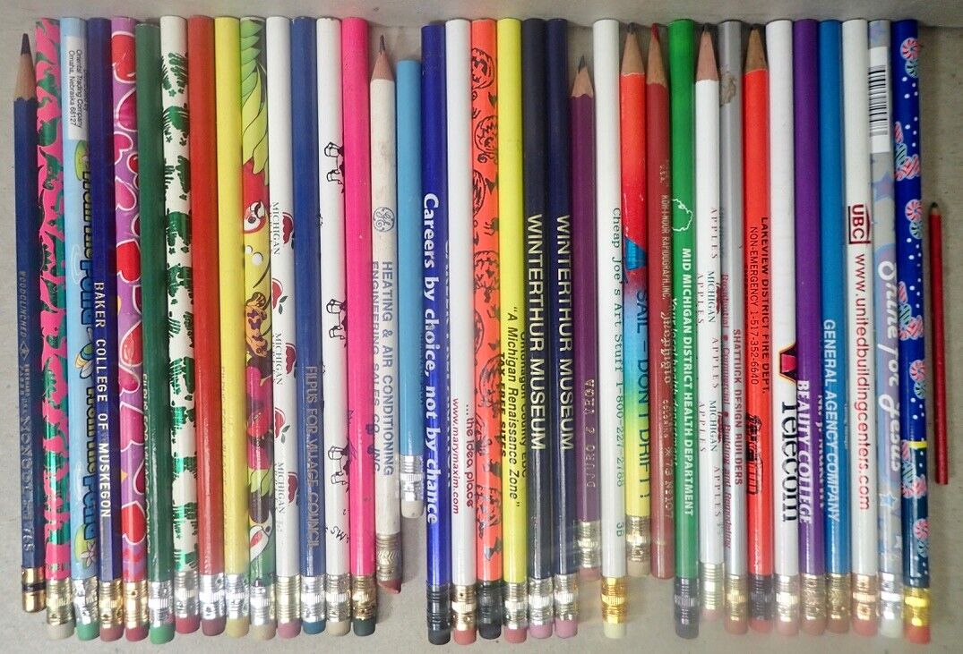(36) Lot of Vintage Collectable Advertising Pencils - mostly unsharpened