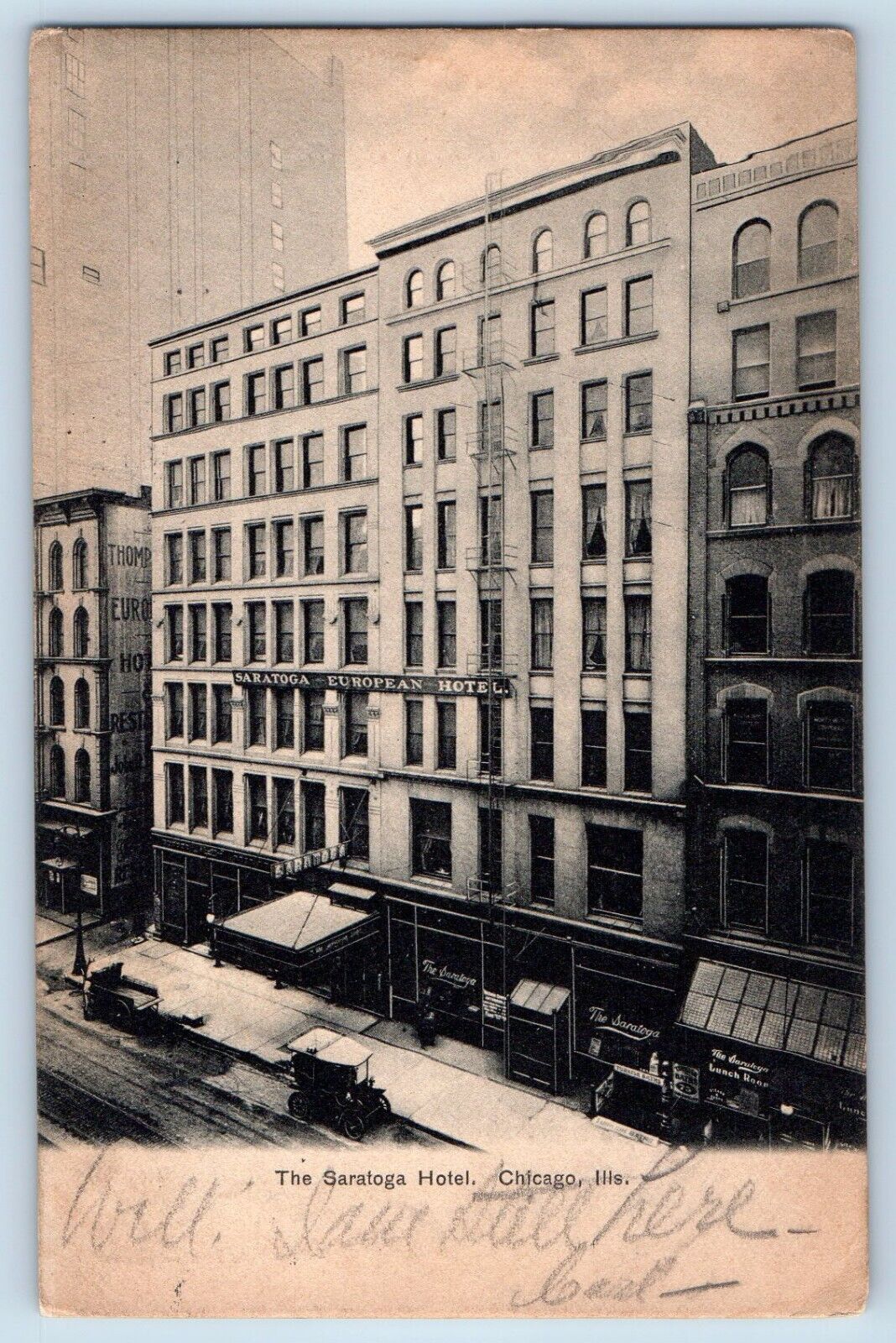 Chicago Illinois Postcard Saratoga Hotel Exterior Building c1907 Vintage Antique