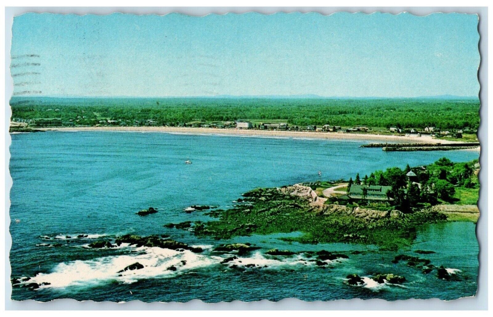 1979 Air View Of Kennebunk Beach Past St. Ann\'s Drakes Island Wells ME Postcard
