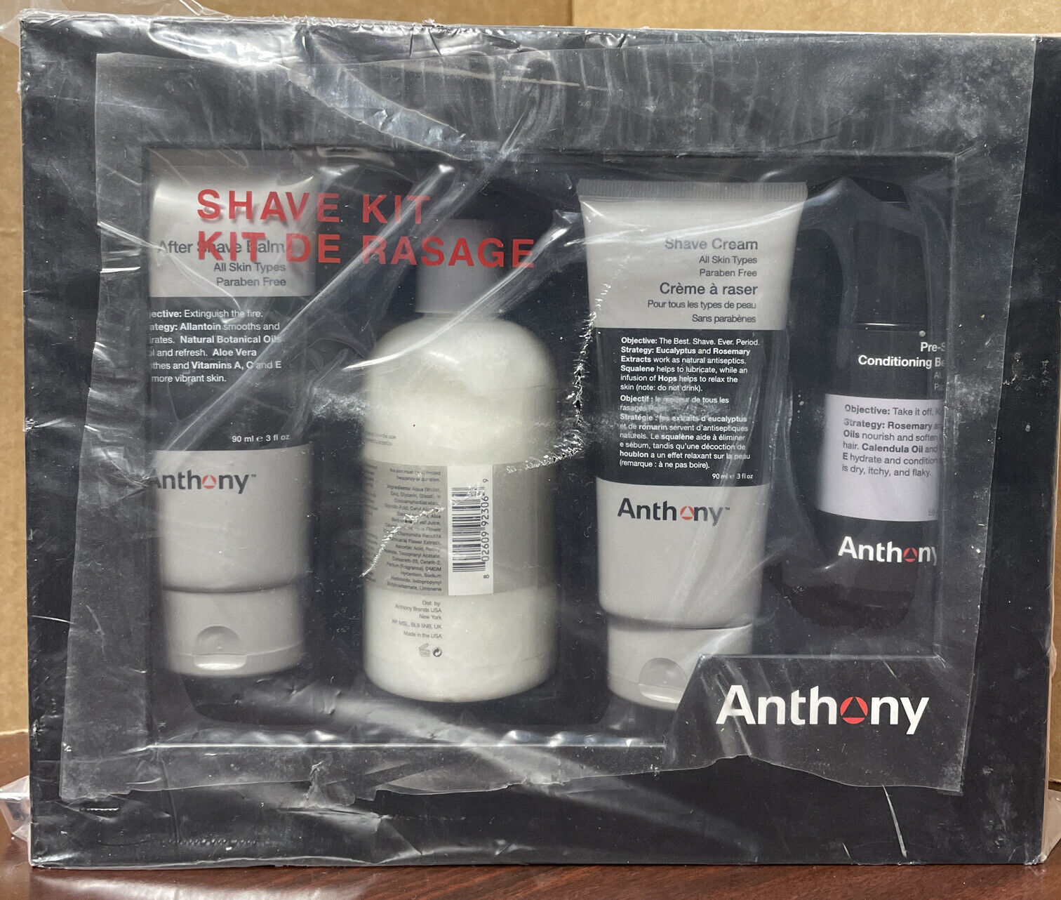 Anthony Shave Kit. Glycolic Facial Cleanser,  Pre-Shave + Condition Beard Oil…..