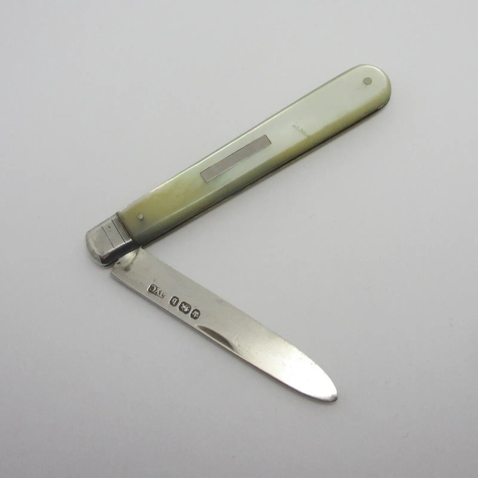 Antique Sterling Silver & Mother Of Pearl Folding Fruit Knife 1894s MADE IN UK