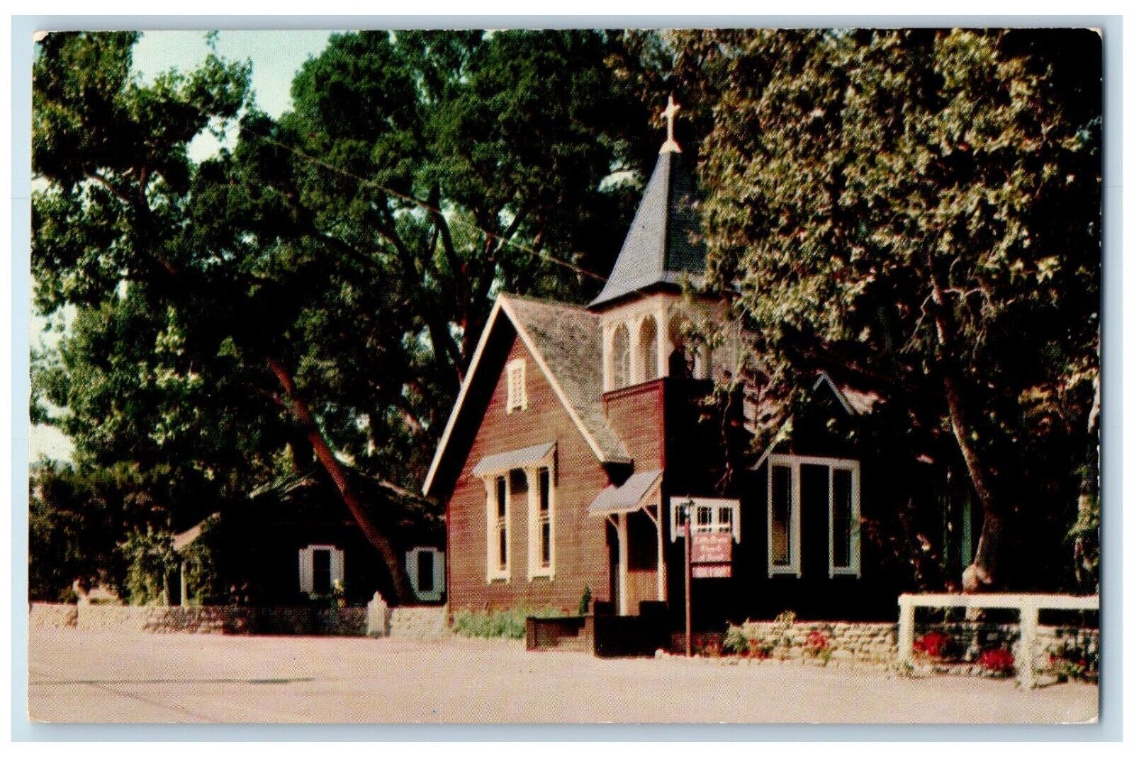 c1960 Little Brown Church Exterior Building Sunol California Selithco Postcard