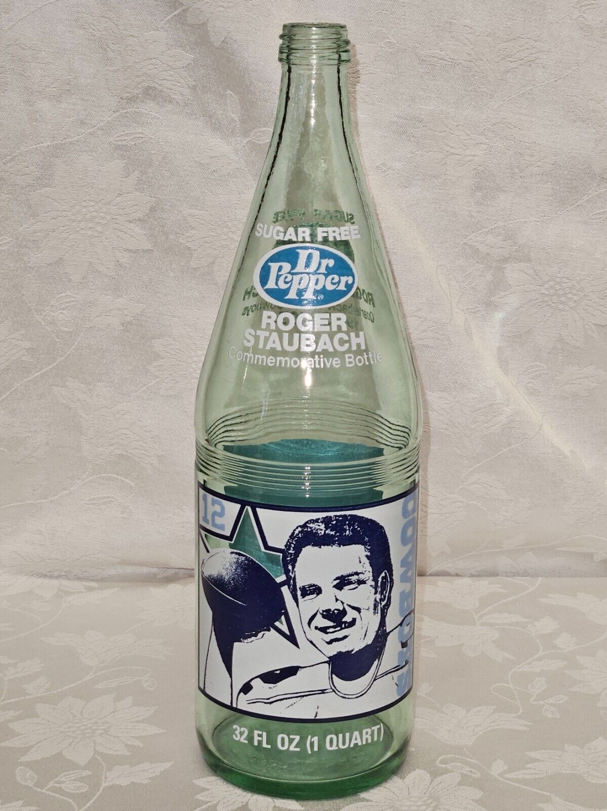 1979 Roger Staubach Dr Pepper bottle.  32 oz (1 Quart)