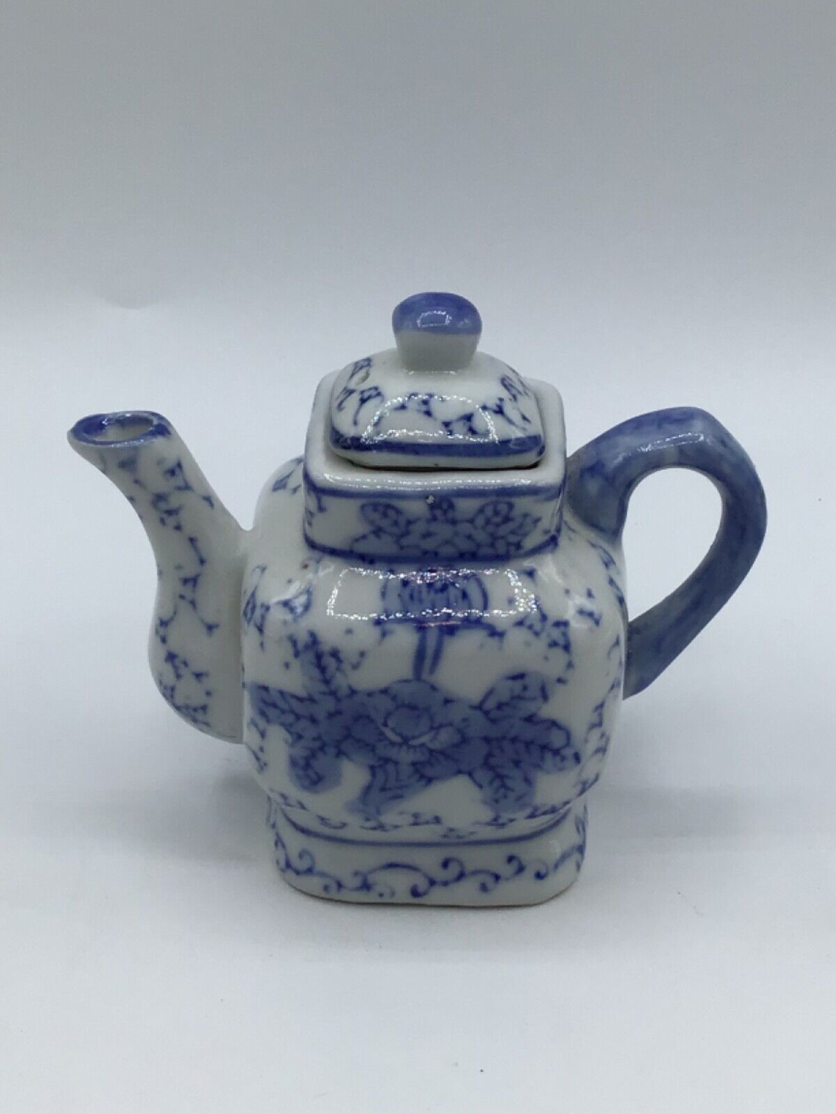 Vintage Miniature Blue and White Novelty Asian Inspired Teapot