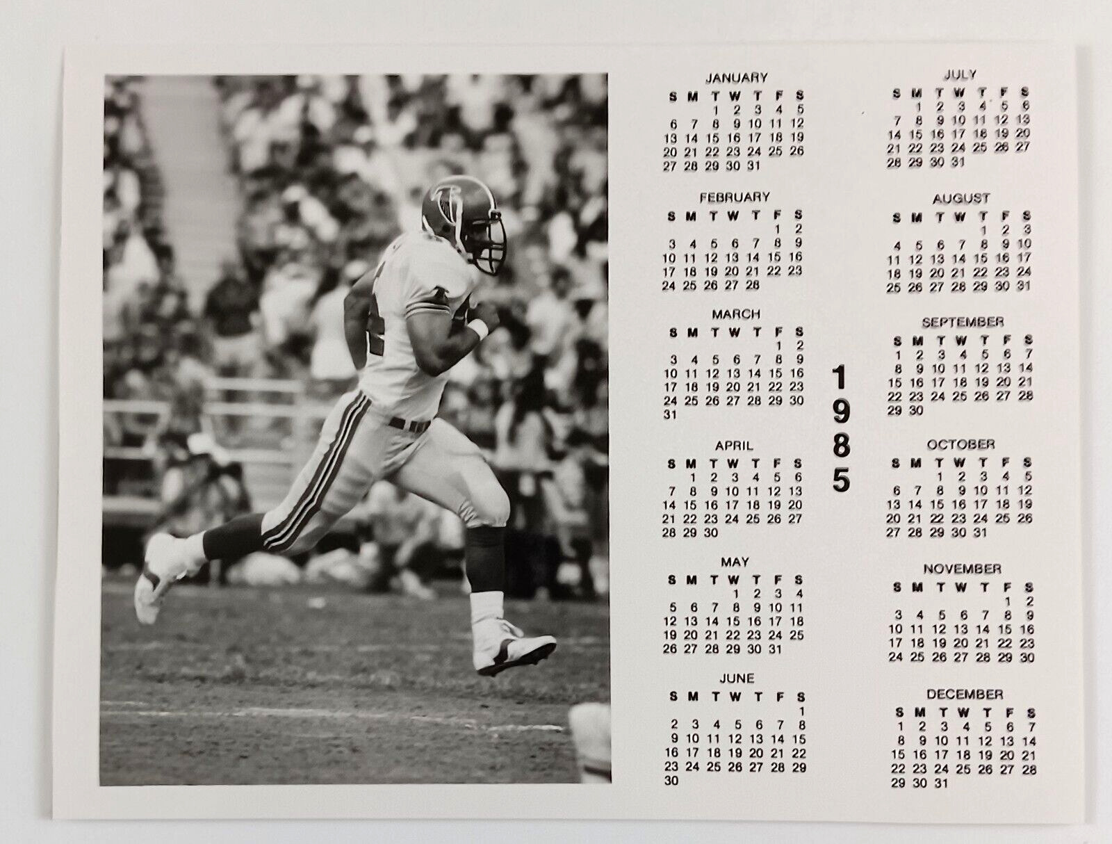 1985 Atlanta Falcons Calendar Football Player Running NFL VTG Press Photo
