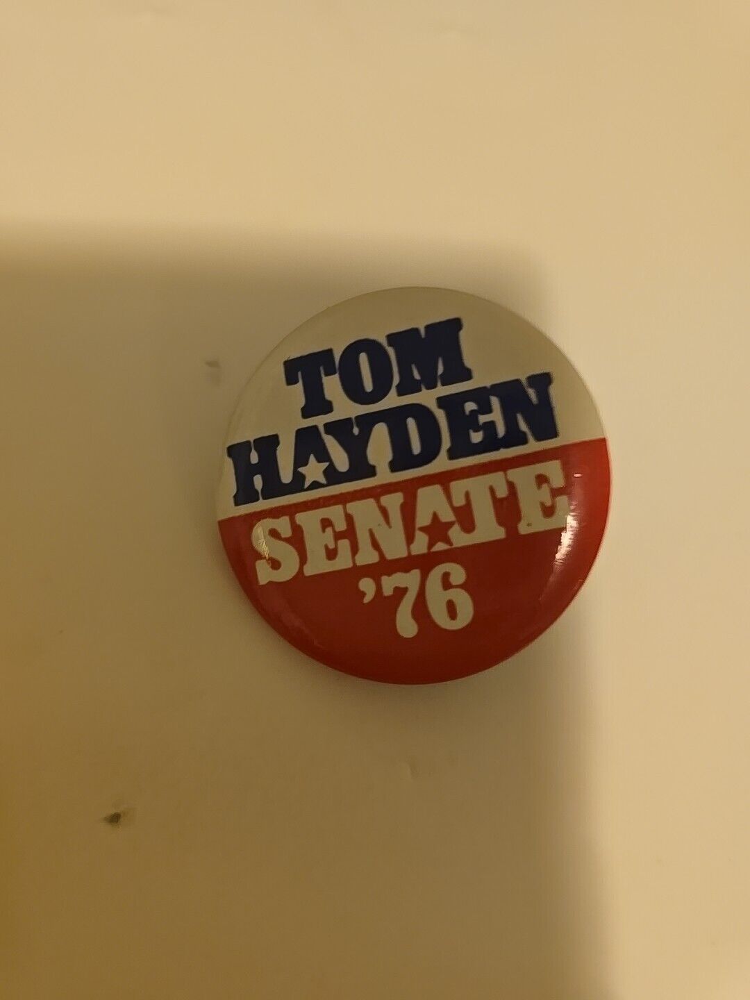 Tom Hayden Senate \'76 Calif Political Campaign Collectors Pin Button Vintage 