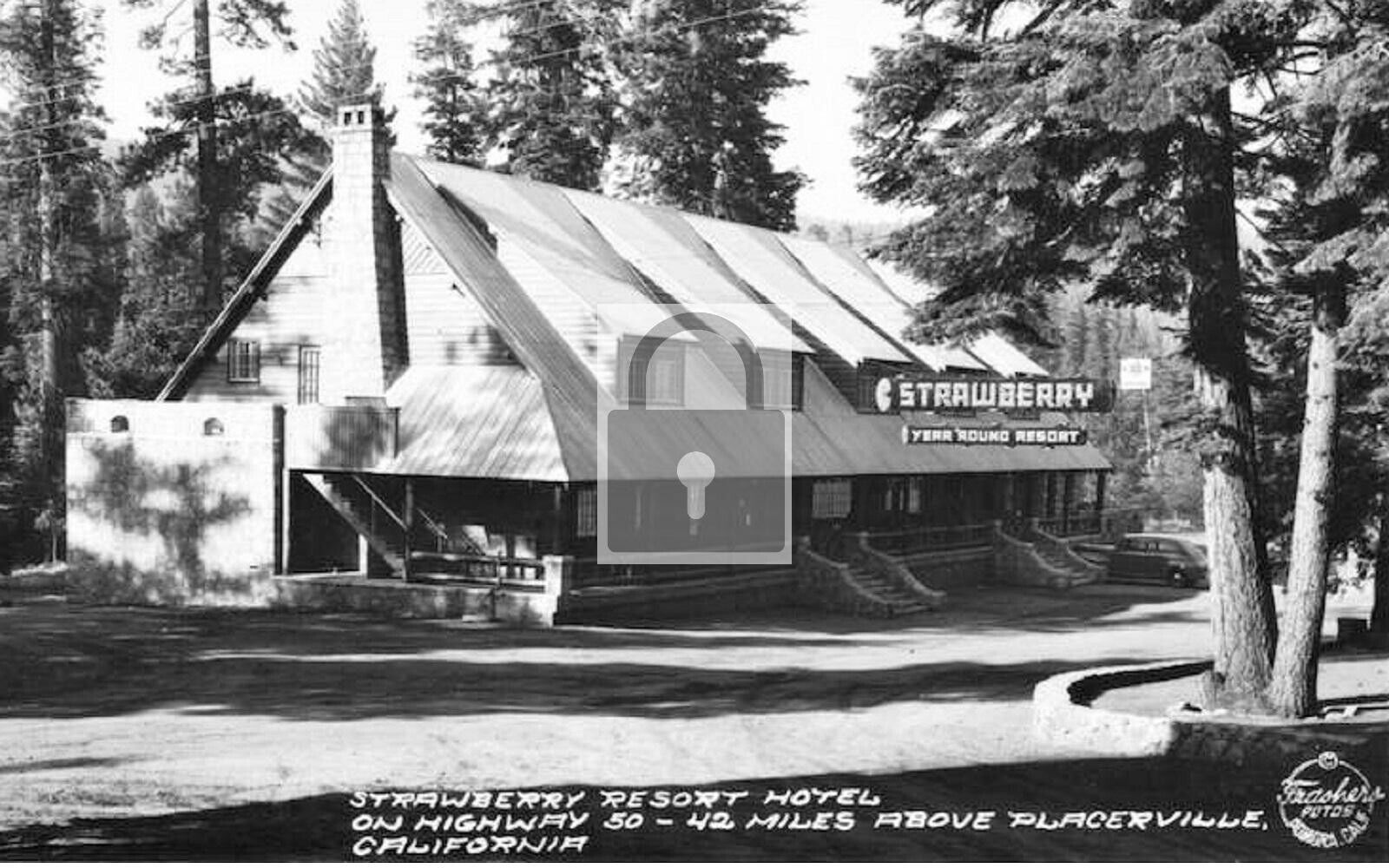 Strawberry Resort Hotel Kyburz California CA Reprint Postcard