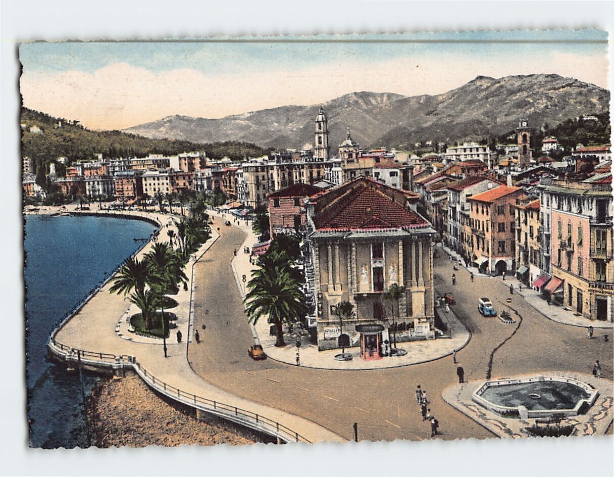 Postcard The promenade on the sea shore Rapallo Italy