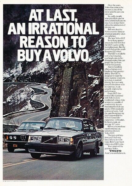 1981 Volvo GLT Turbo and BMW 320i Original Advertisement Print Art Car Ad J421