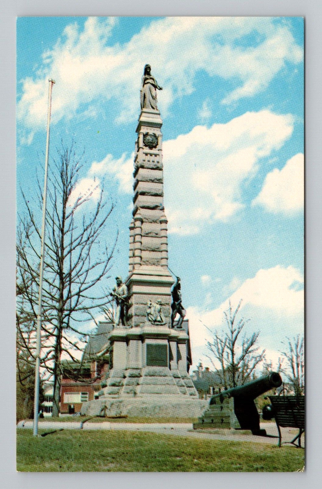 Postcard Nashua New Hampshire Soldiers Sailors Monument Military Street View NH