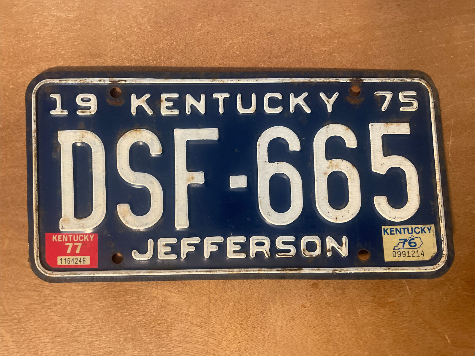 1975 1976 1977 Kentucky License Plate # DSF-665 Jefferson County
