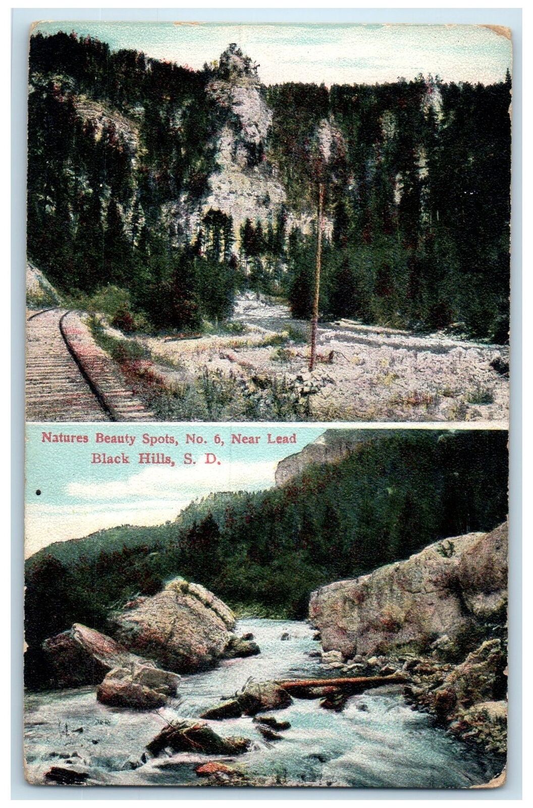 1909 Nature Beauty Spot Multiview River Hills Black Hills South Dakota Postcard