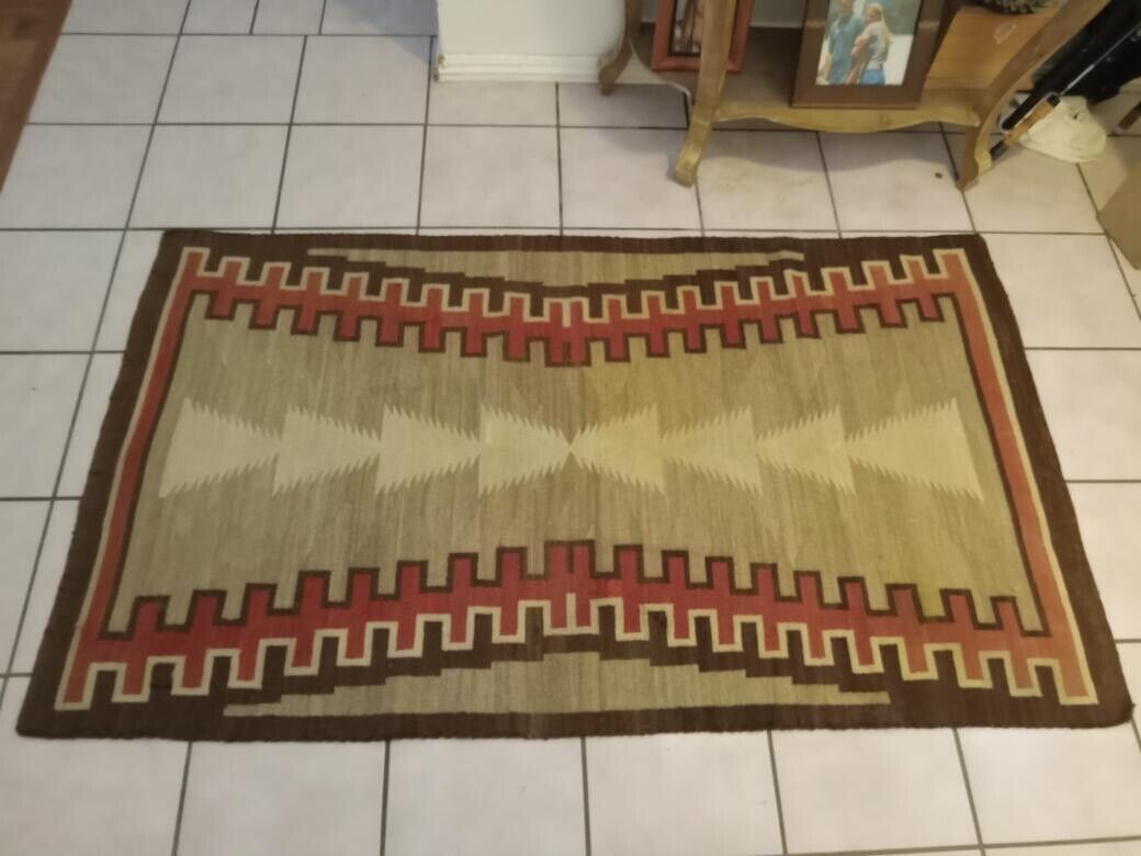 Antique Navajo Hand Woven Rug 40inches x 70 1/2 inches or 102cm x 179cm
