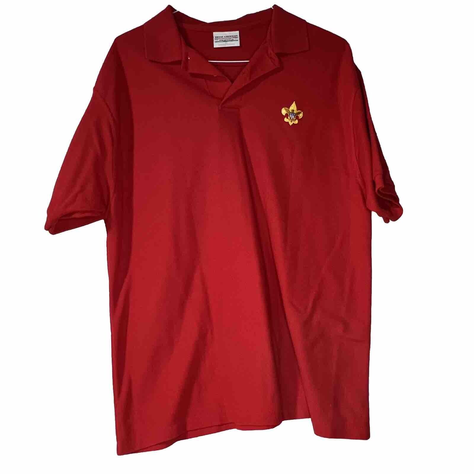 BSA Red Short Sleeve Polo Style 3-Button Shirt w/ FDL Embroidery Adult XL TS-285