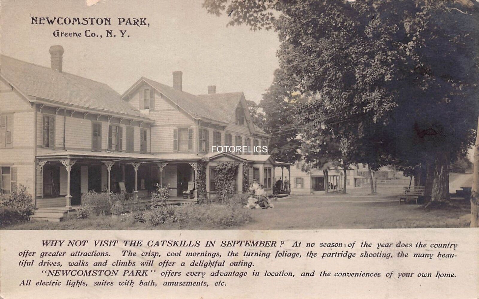 Newcomston Park Catskills Greene County New York Early RPPC Advert Card - 1906