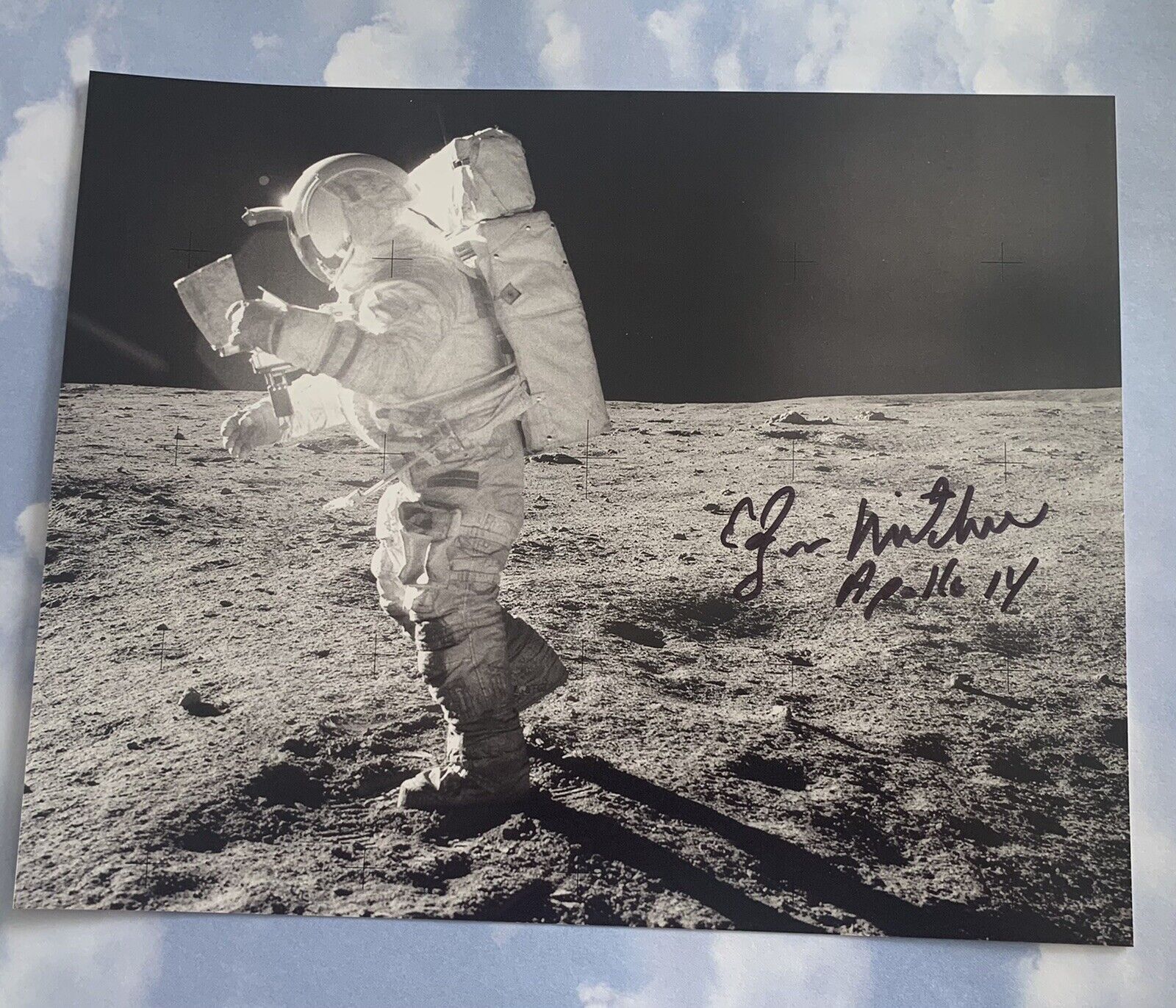 Apollo 14 Astronaut Edgar Mitchell Signed Photograph - Moon Surface NASA