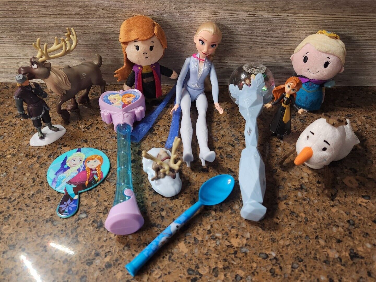 Lot of 12 Characters from Frozen,  Musical Snow Globe, Lighted Wand & More