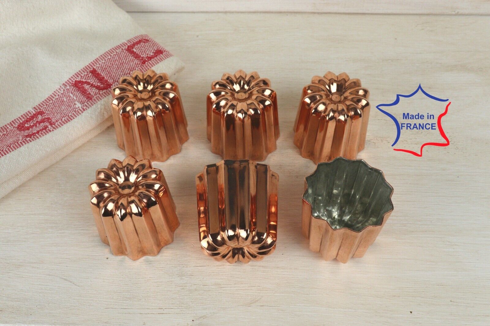 6 Copper canele molds Large 2.1 inches 6 Copper Cannele made in France