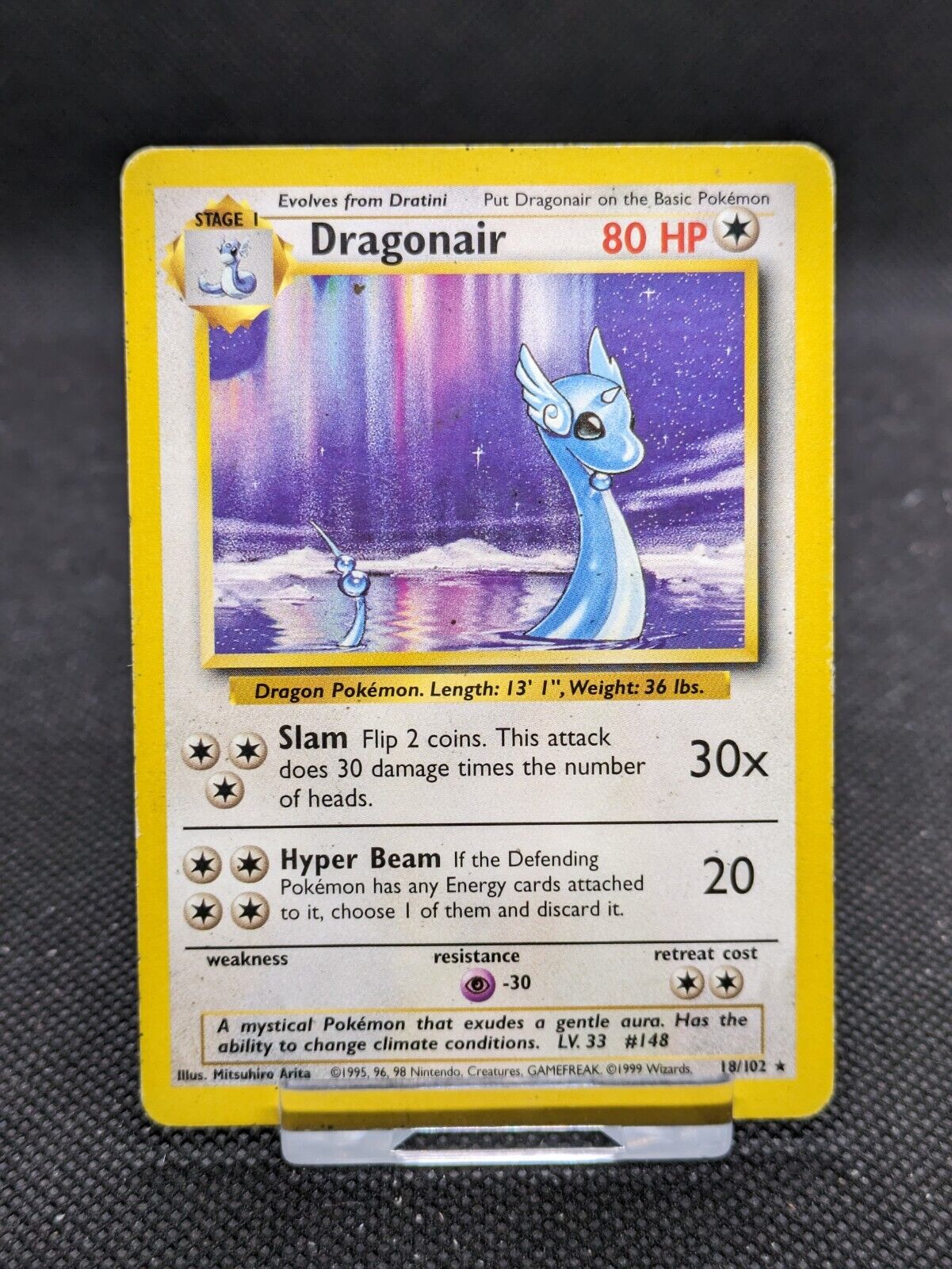 Dragonair 18/102 Rare Base Set Pokemon Card WOTC LP/Played 