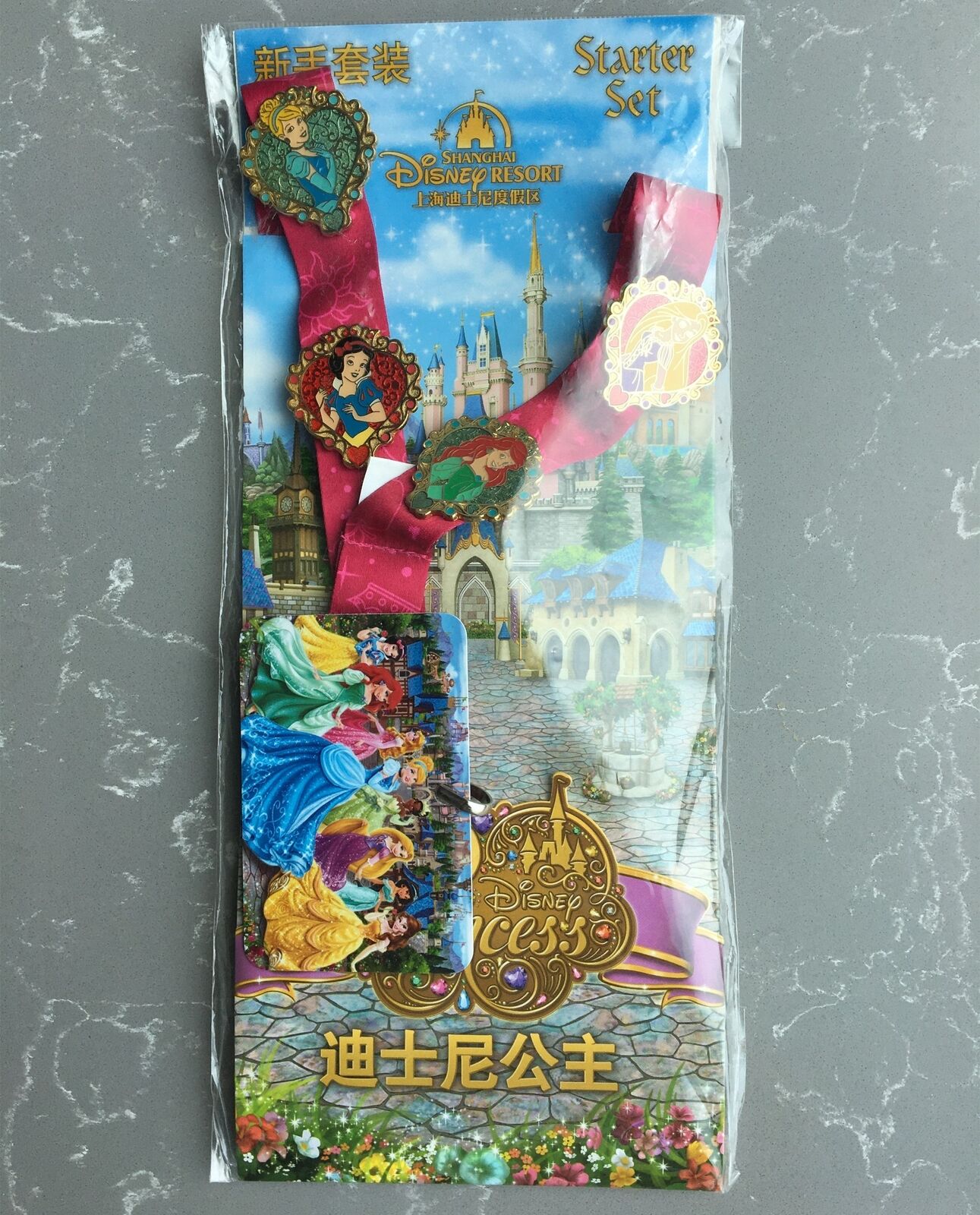 Disney Pin Shanghai SHDL Disney Princess Starter Set of 4 pins with lanyard