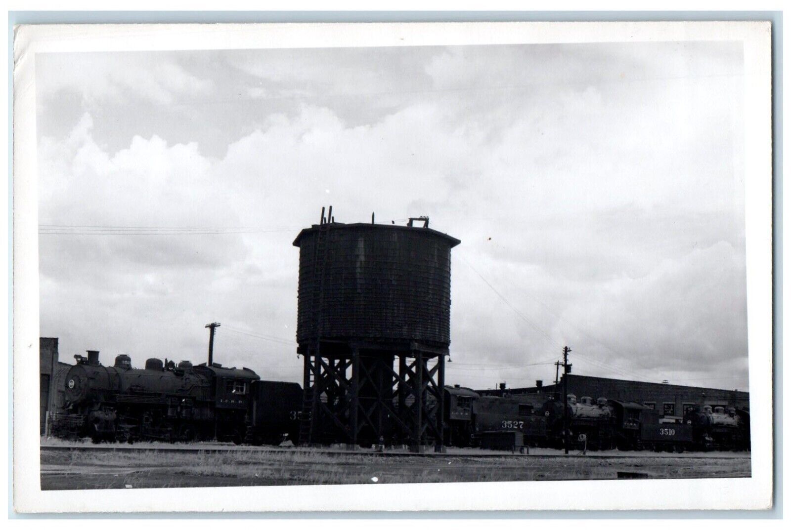 c1950\'s Illinois Peoria Locomotive Railroad Yard Water Tower RPPC Photo Postcard
