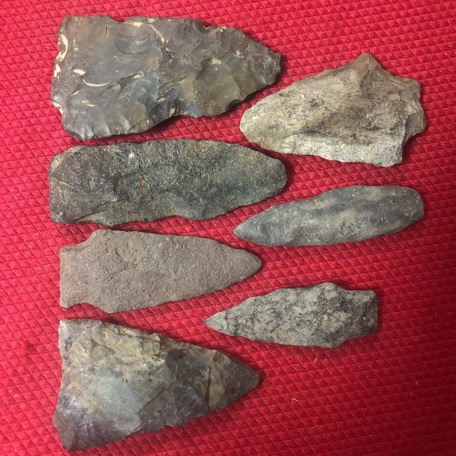 Lot Of 7 Native American Indian Points Found Along The Delaware River In Pa.