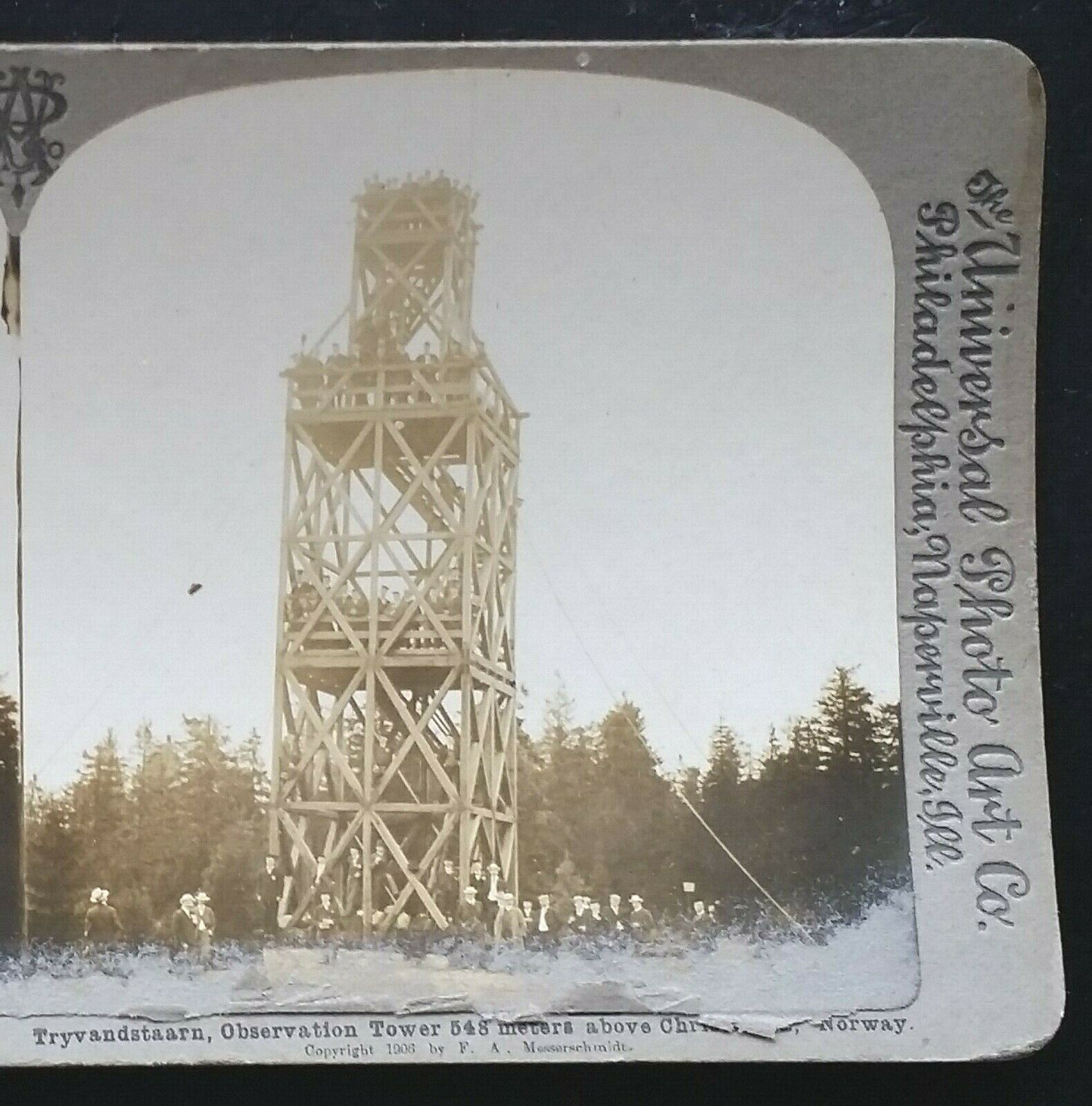 1906 Tryvandstaarn Observation Tower Above Christiania (Oslo), Norway Stereoview