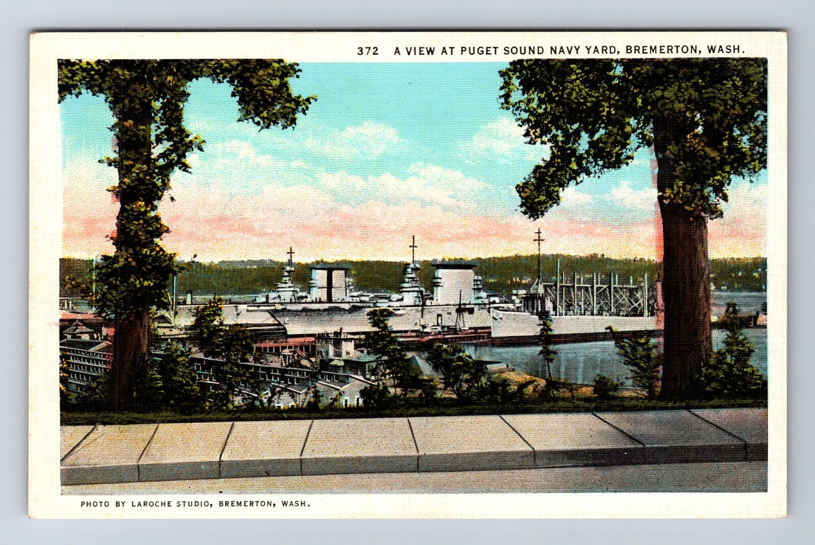 Bremerton WA-Washington, A View At Puget Sound Navy Yard Vintage Postcard