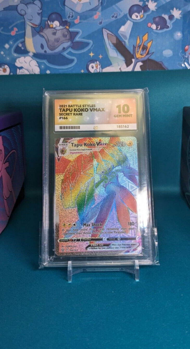 ACE 10 Tapu Koko VMAX 166/163 Rainbow Battle Styles Pokemon Card GEM MINT