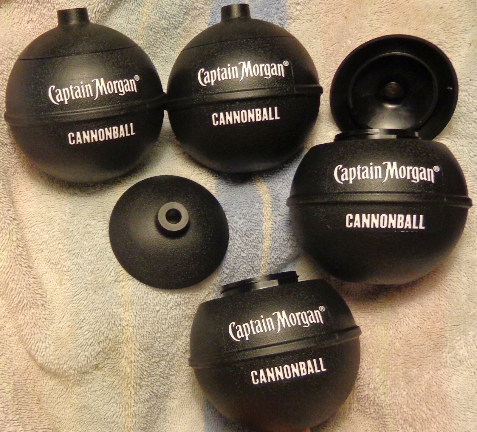 (4) Captain Morgan Cannonball Cups - Plastic Cannonballs with Tops....NEW