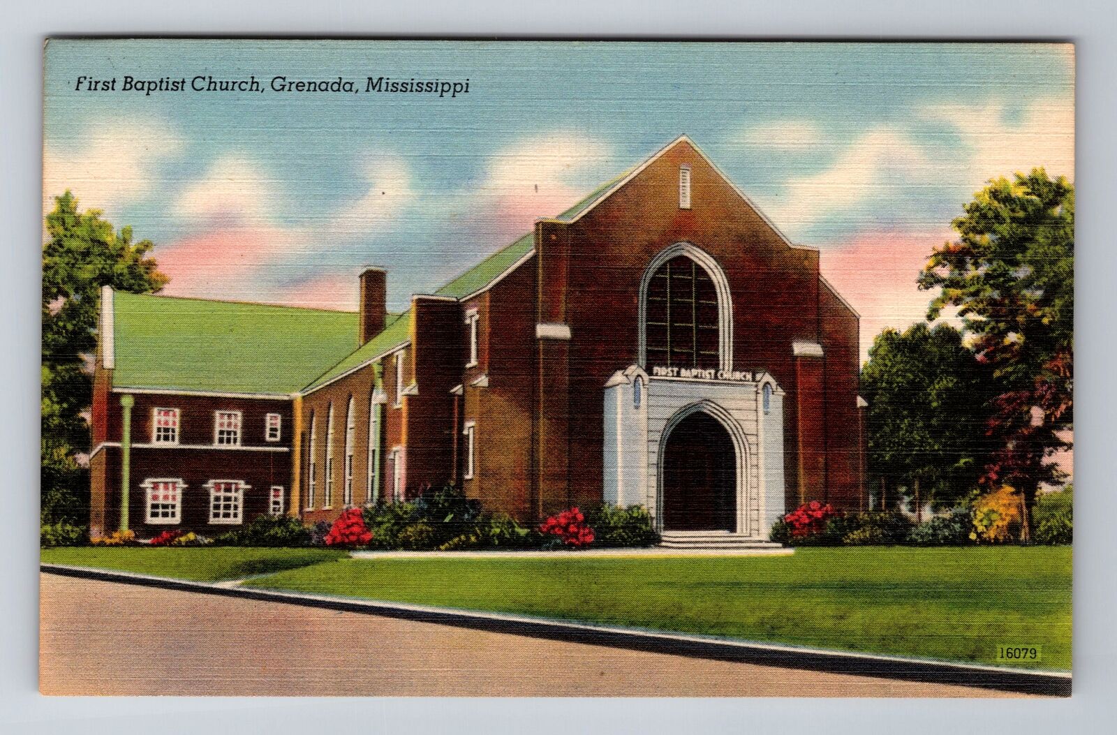 Grenada MS-Mississippi, First Baptist Church, Antique, Vintage Postcard