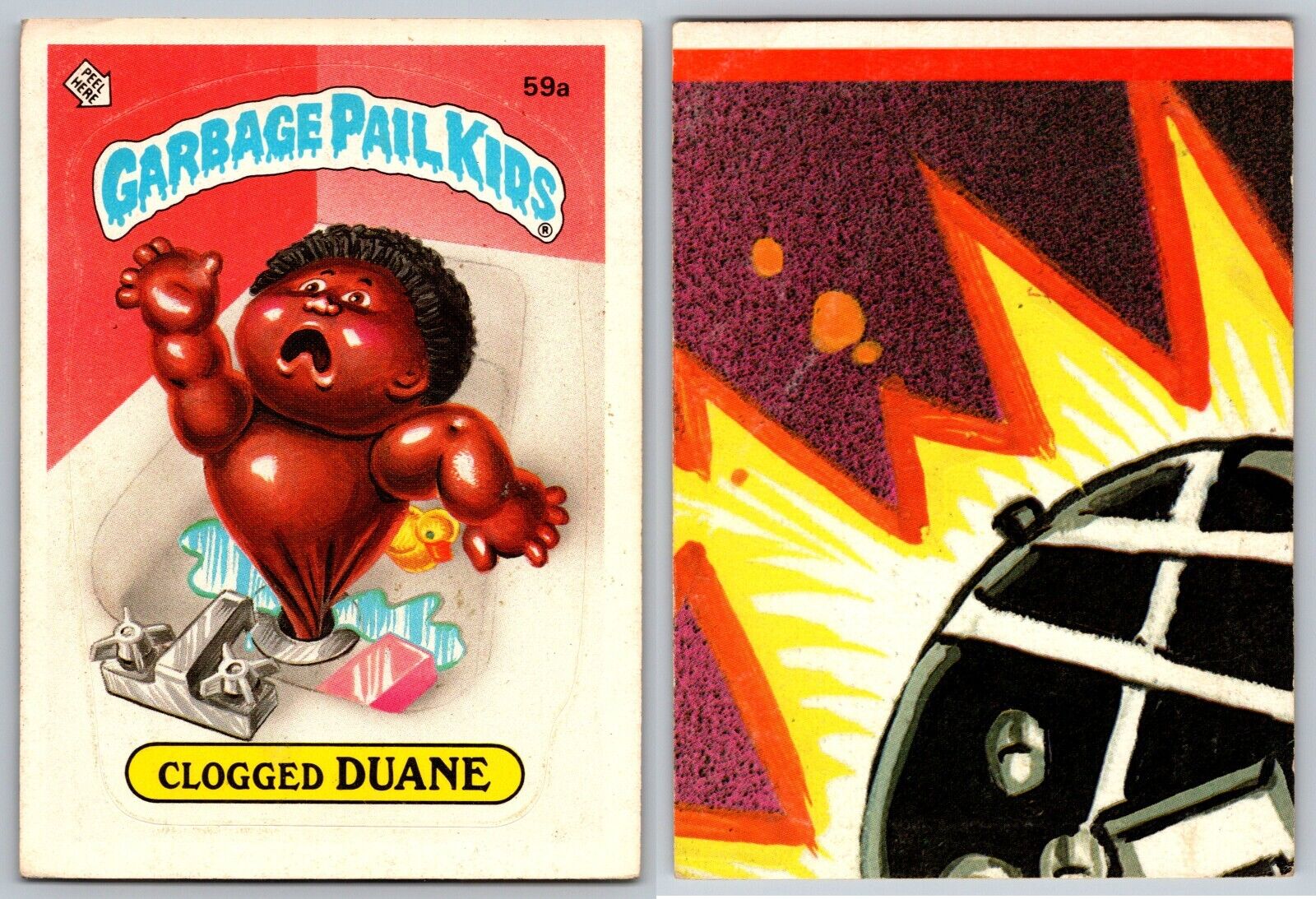 1985 Topps Garbage Pail Kids GPK Series 2 Clogged DUANE 59a LM Puzzle Glossy
