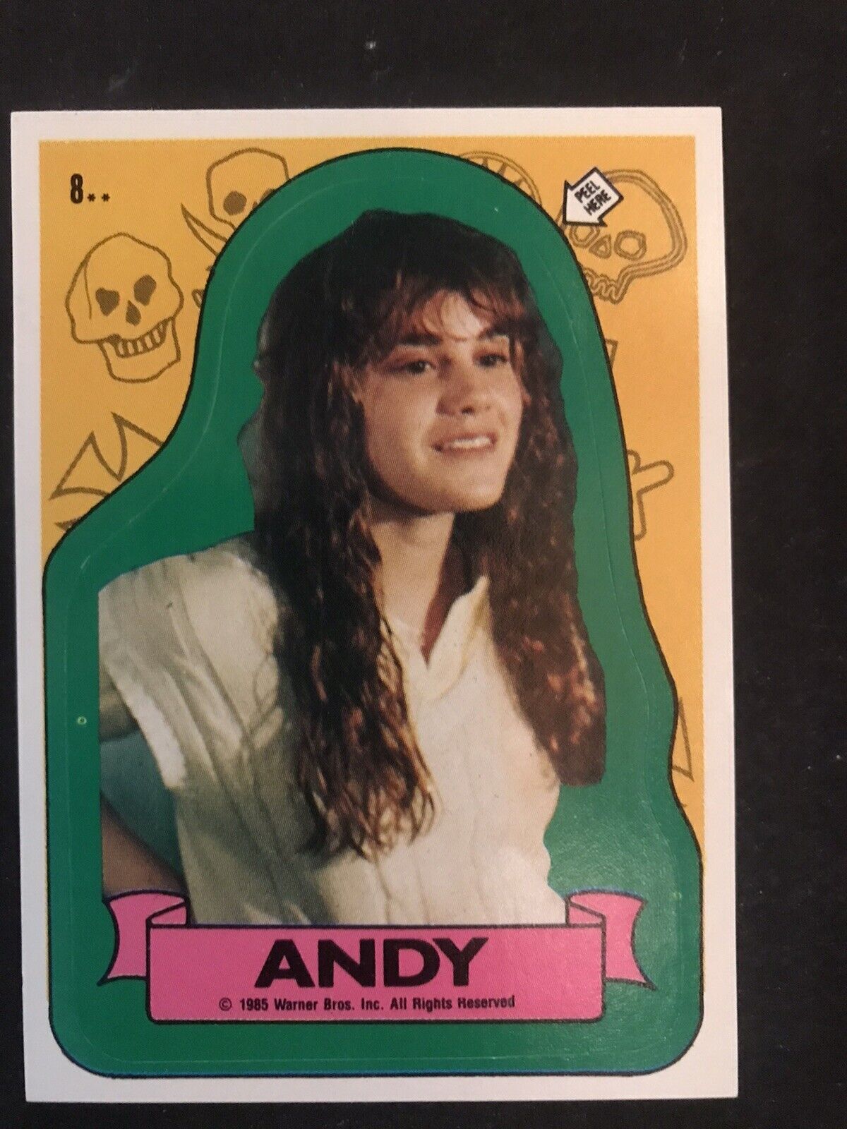 1985 Topps The Goonies Sticker Card # 8 Andy