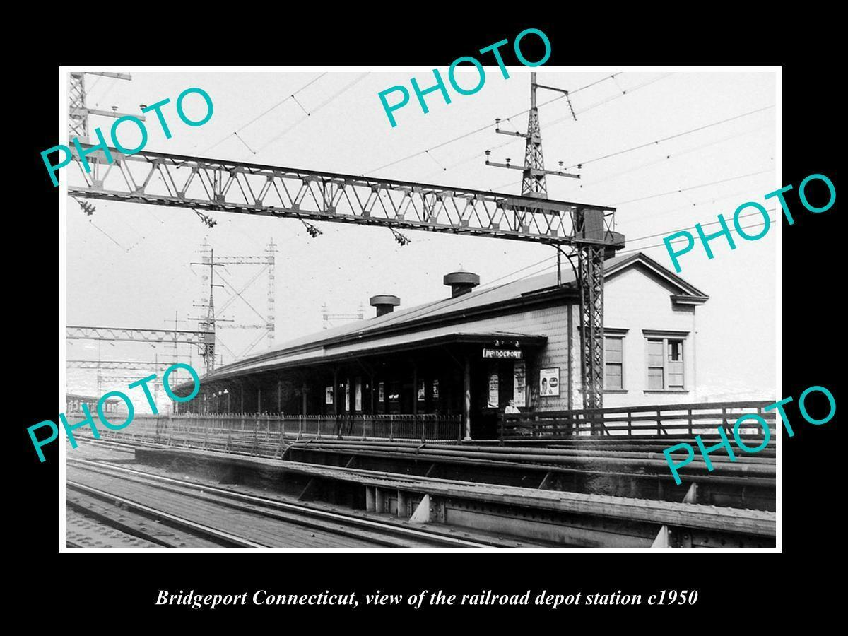 OLD 8x6 HISTORIC PHOTO OF BRIDGEPORT CONNECTICUT THE RAILROAD STATION c1950