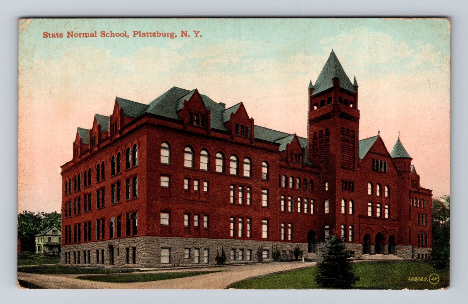 Plattsburg NY-New York, State Normal School, Antique Vintage Souvenir Postcard