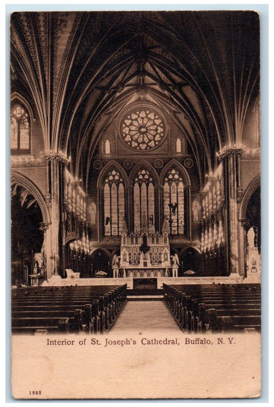 1908 Interior Of St. Joseph\'s Cathedral Buffalo New York NY Antique Postcard