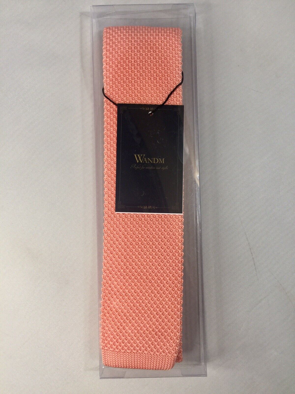NEW NWT WANDM Men\'s Knit Slim Tie Solid Color Coral Pink