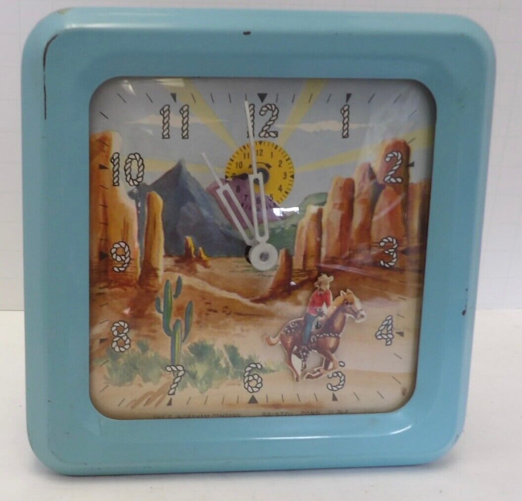 Vintage Animated Ingraham Wind Up Clock Roy Rogers