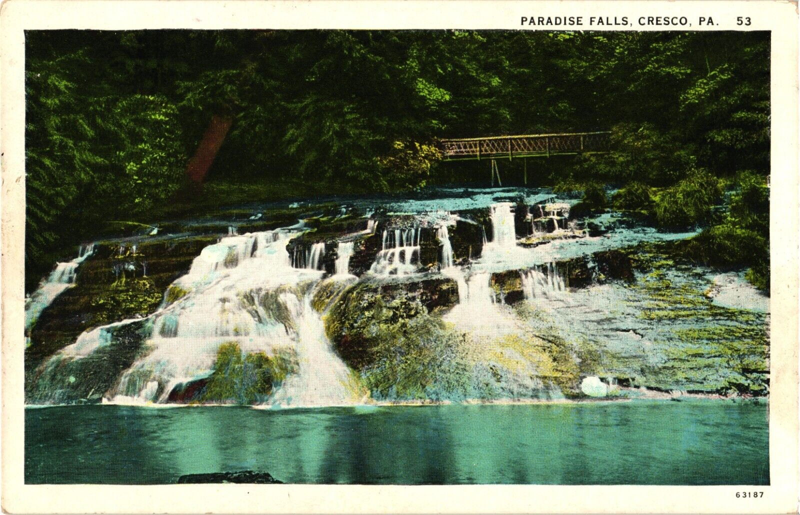 Paradise Falls Cresco PA White Border Unposted Postcard 1916