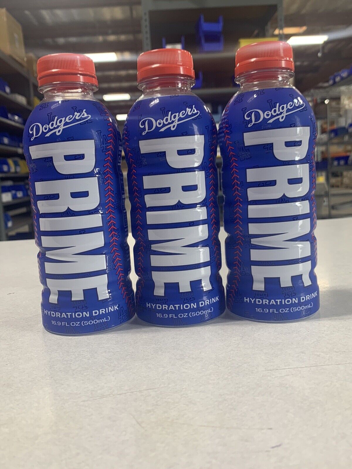 Lot Of  3 EMPTY Prime Hydration Drinks  DARK BLUE  Bottles LA Dodgers EMPTY