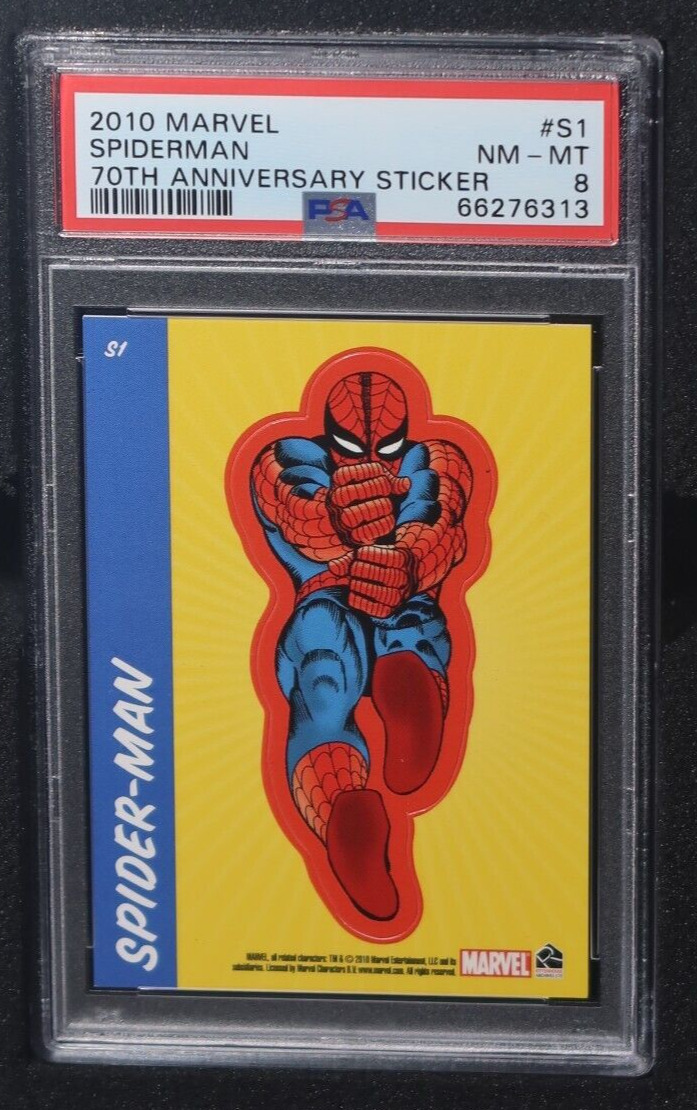 2010 Marvel 70th Anniversary Sticker SPIDERMAN #S1 PSA 8