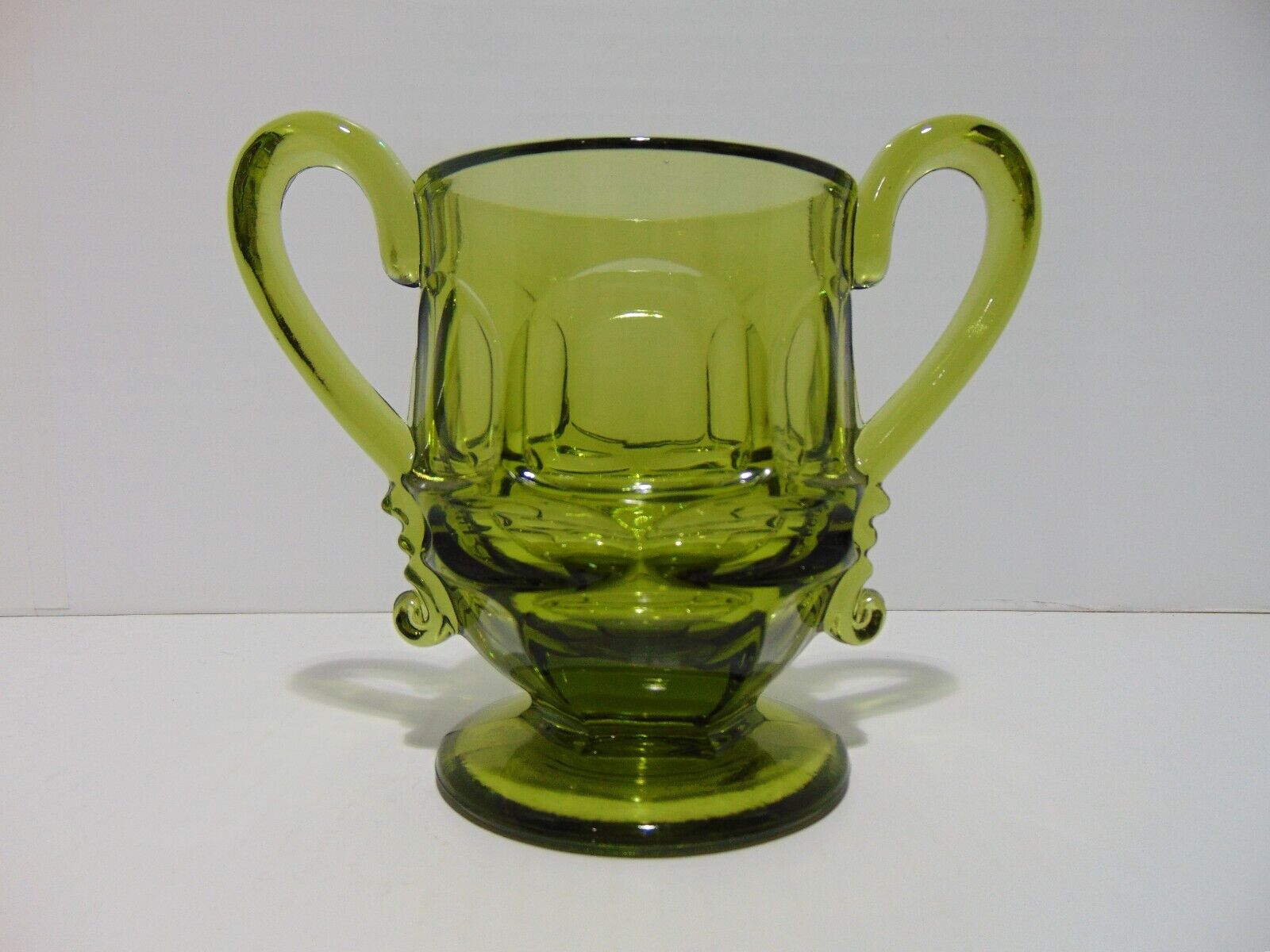 Fostoria Argus Stem 2770 Two Handled Open Sugar Bowl Green Glass