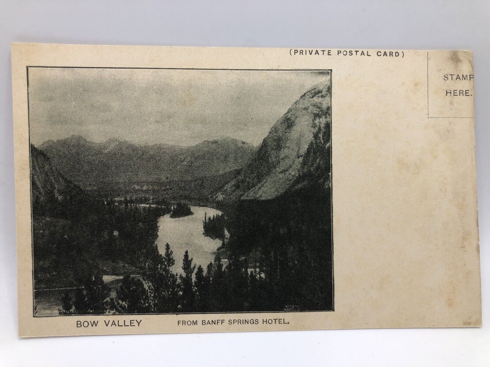 Postcard Bow Valley from Baniff Springs Hotel Alberta Canada