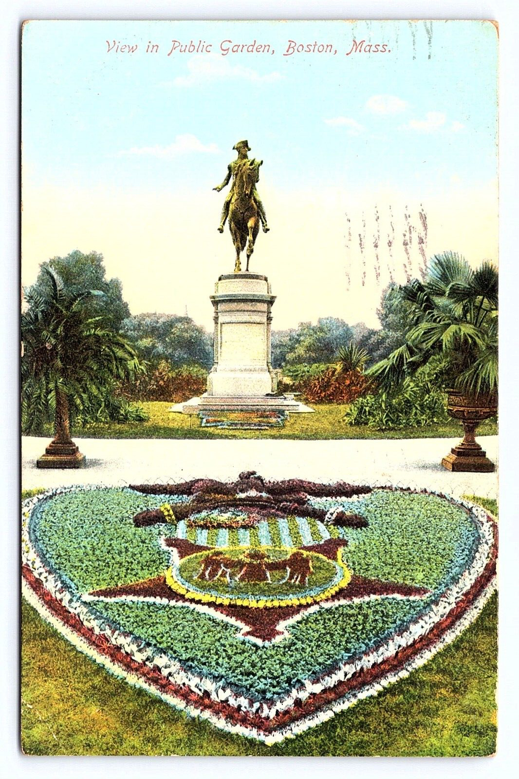 Vintage Postcard Massachusetts, View in Public Garden, Boston, MA. c1909