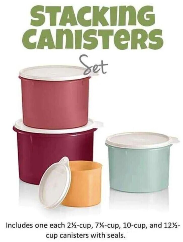 TUPPERWARE RETRO CLASSIC 4 PC STACKING CANISTER SET BRAND NEW