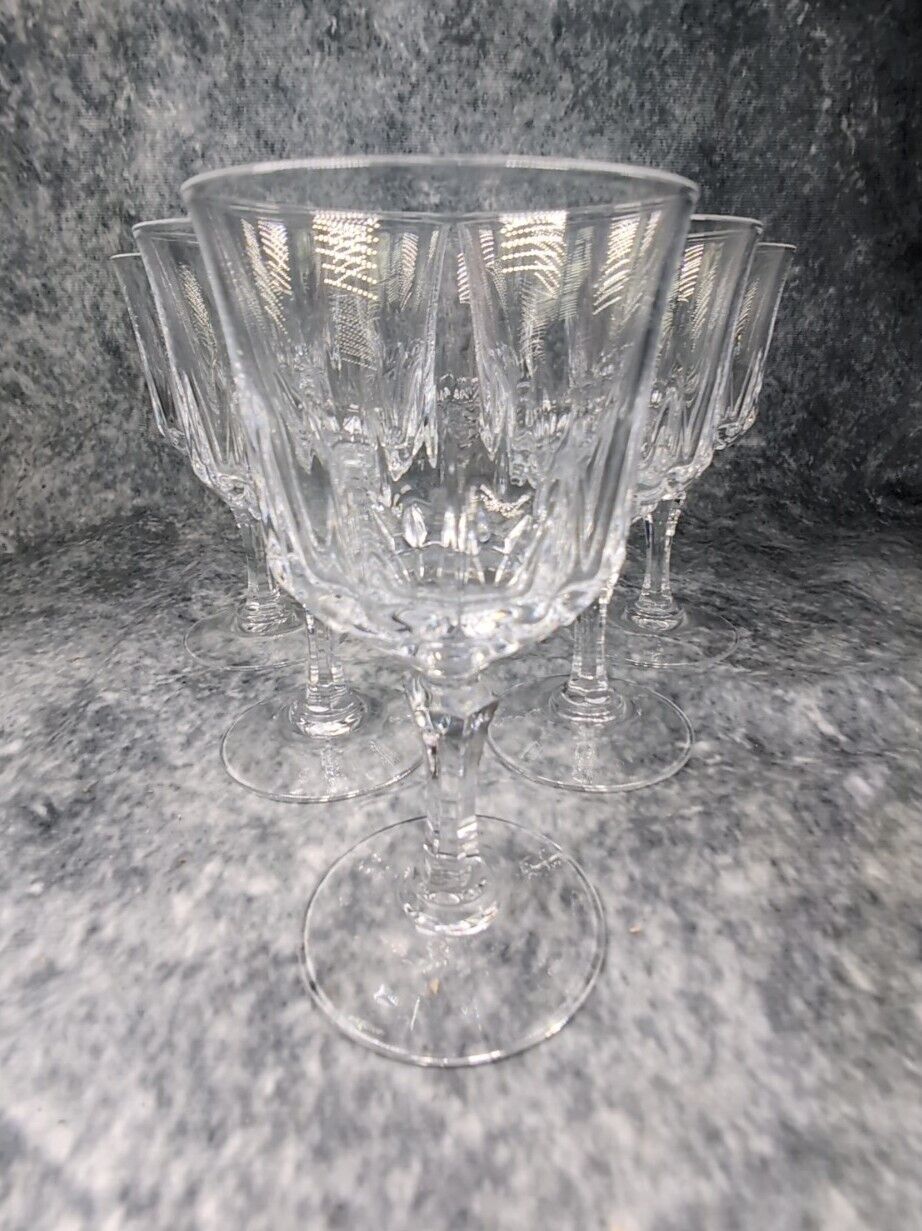Set Of 6 Vintage Crystal Glass Wine Glasses 13.5 Cm Tall 