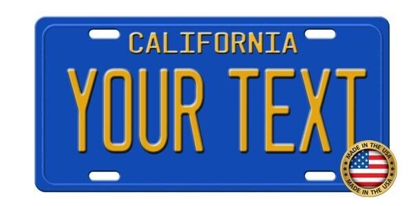 California 1970s Personalize Tag License Plate ANY TEXT YOUR NAME Custom Blue