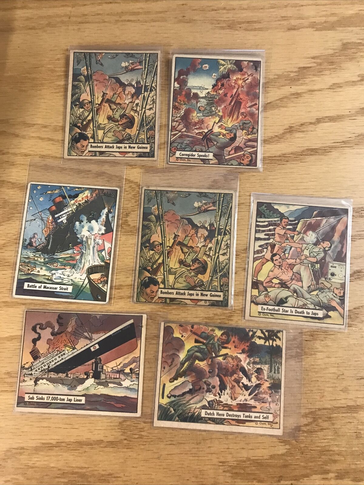 Lot of 7 World War II Cards 1942 Philadelphia Gum Inc